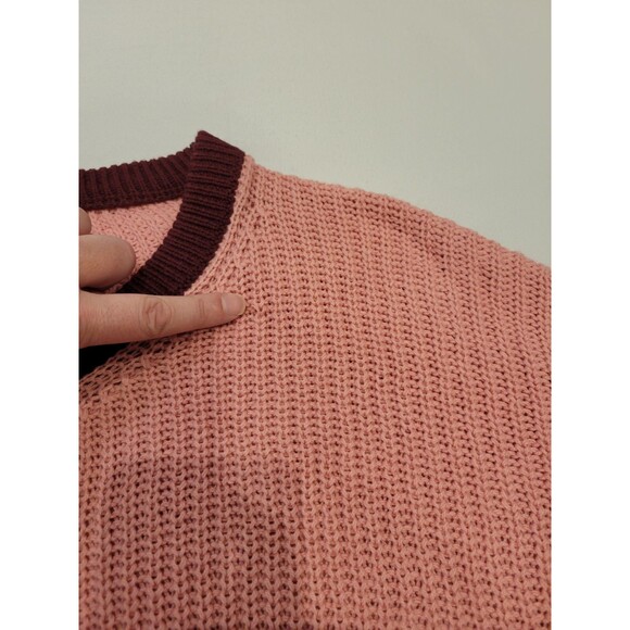 Umgee Sweater Womens 1X Detachable Sleeve V Neck Oversized Knit Pink Burgundy - Picture 12 of 12